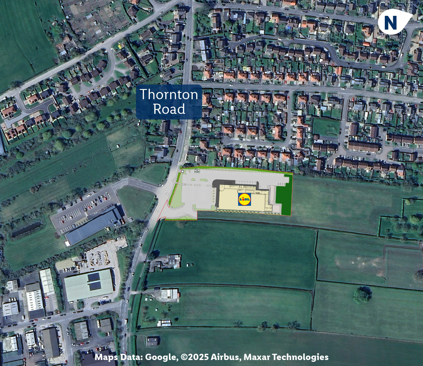 aerial photograph of the site with proposals